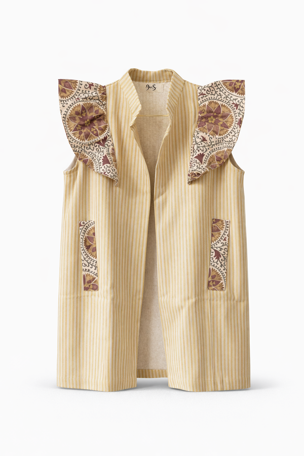 Chaleco 9MÁS5 Rayas Mostaza