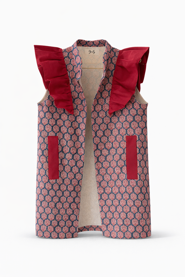 Chaleco 9MÁS5 Azul y Rojo