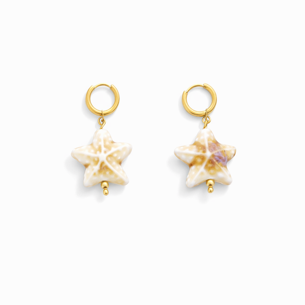 Pendientes Cerámica Estrella Beige