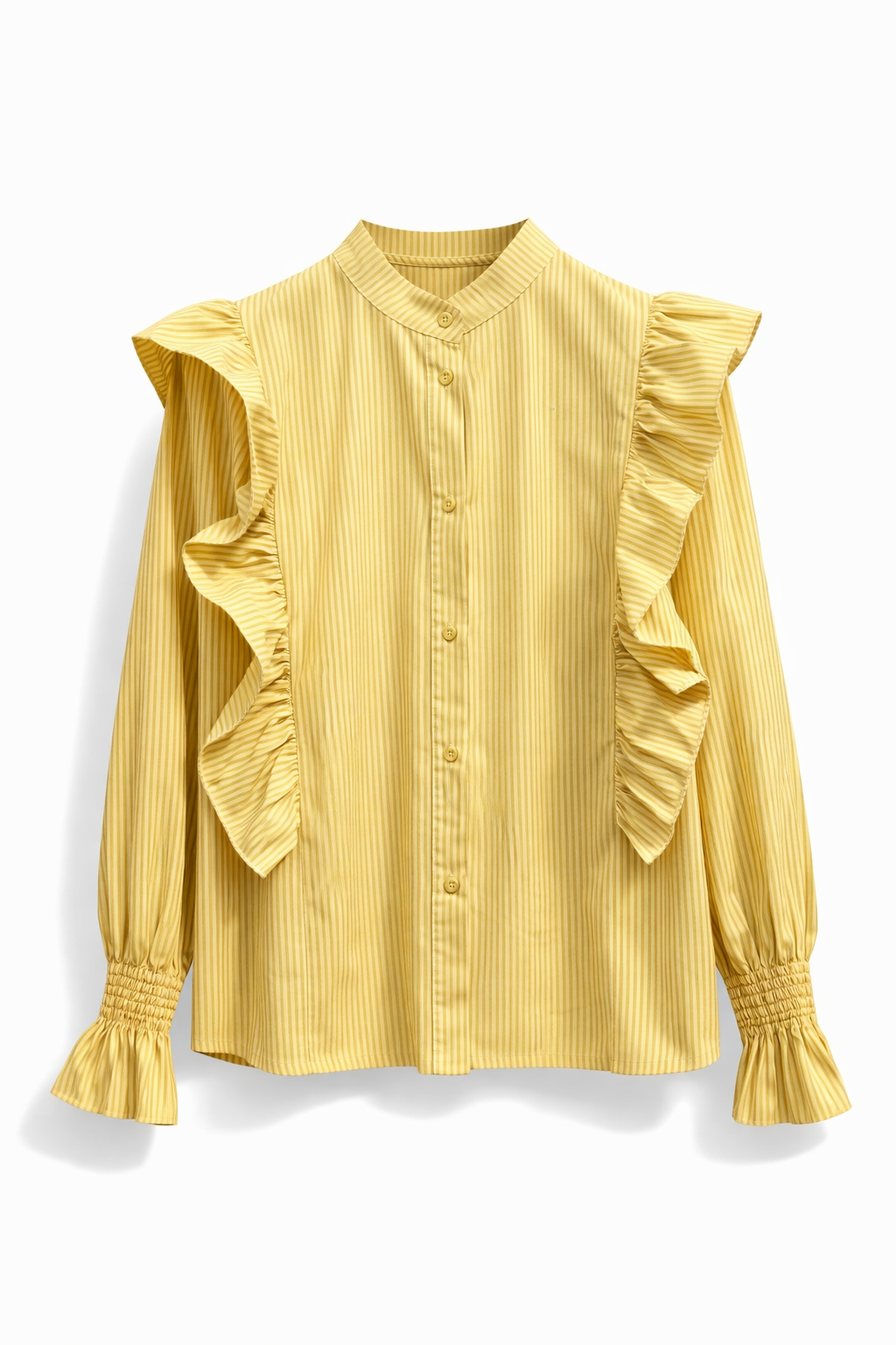 Camisa Volantes Rayas Amarilla