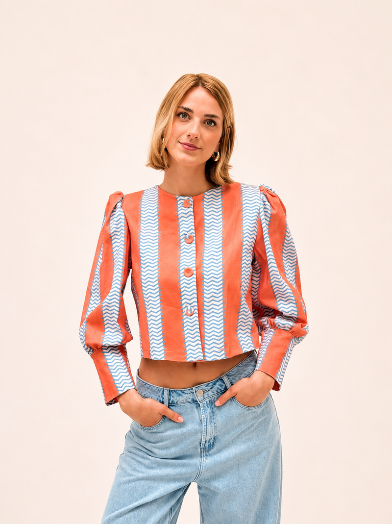 Chaqueta Cannes Rayas Salmón
