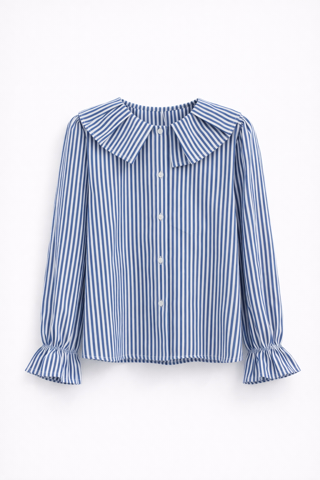 Camisa Cuello Babero Rayas Azul