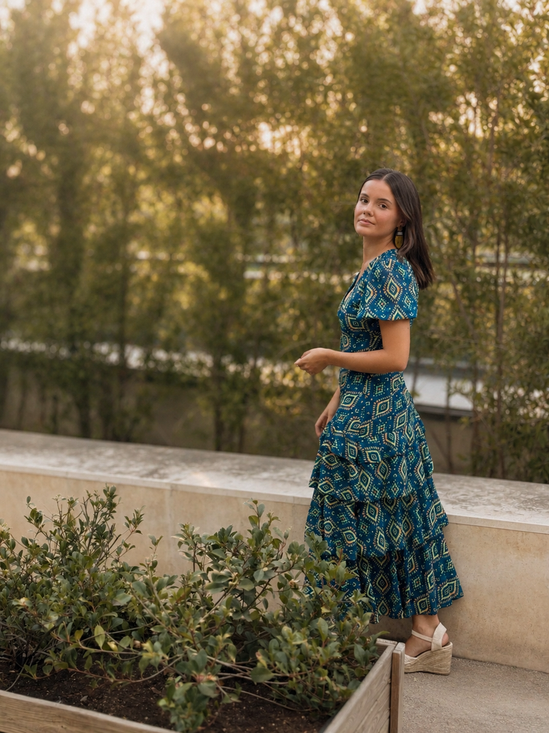 Vestido Positano Azul Pavo