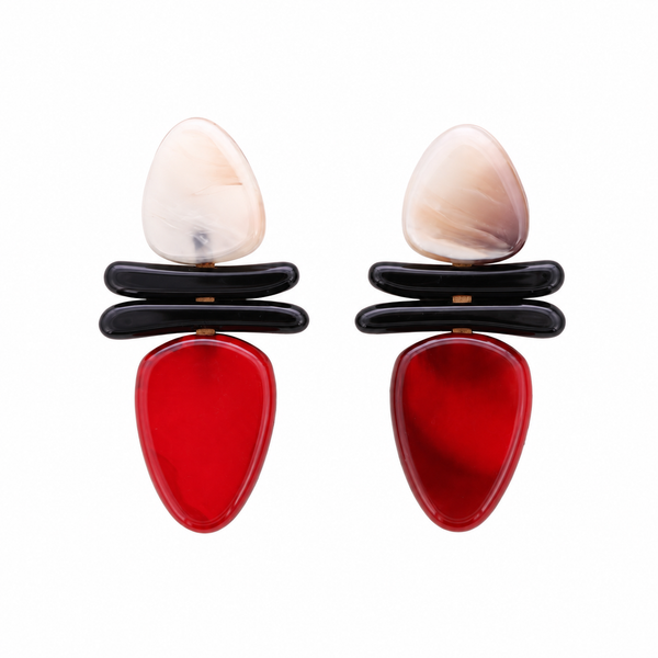 Pendientes Resina Étnicos Rojo y Negro