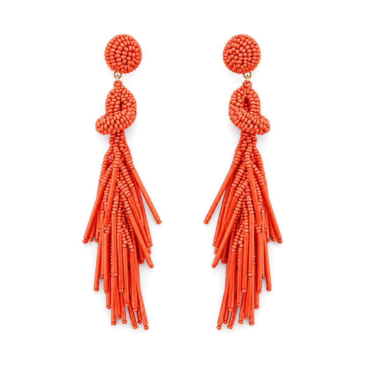 Pendientes Nudo Abalorios Naranjas