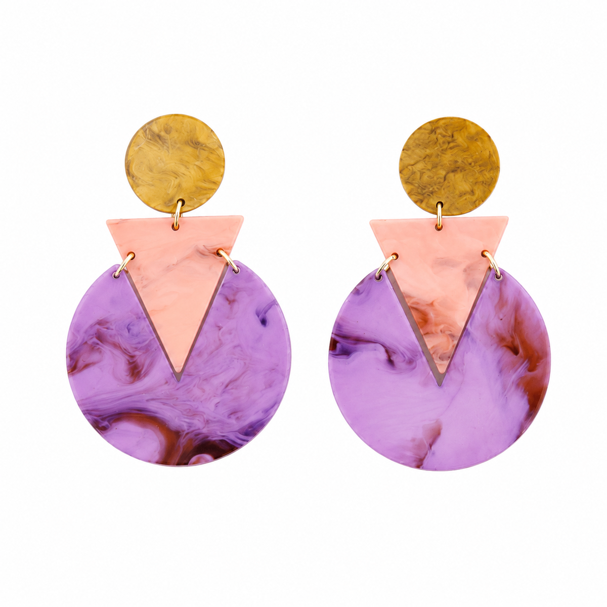 Pendientes Resina Retro Morado y Rosa