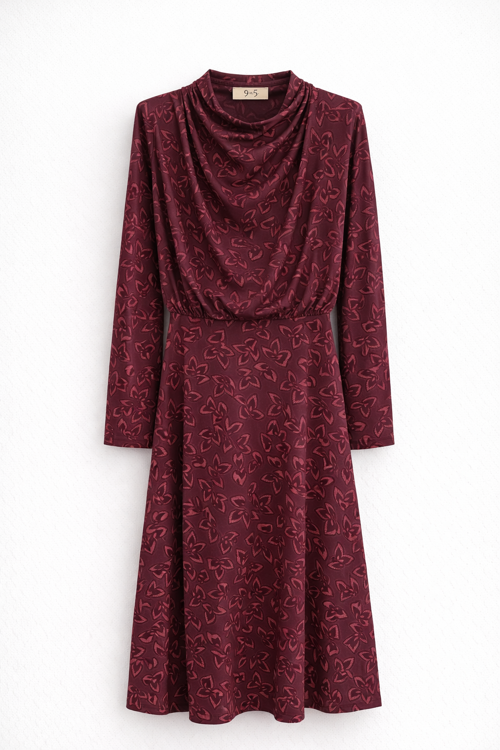 Vestido Seda Fría Hojas Morado