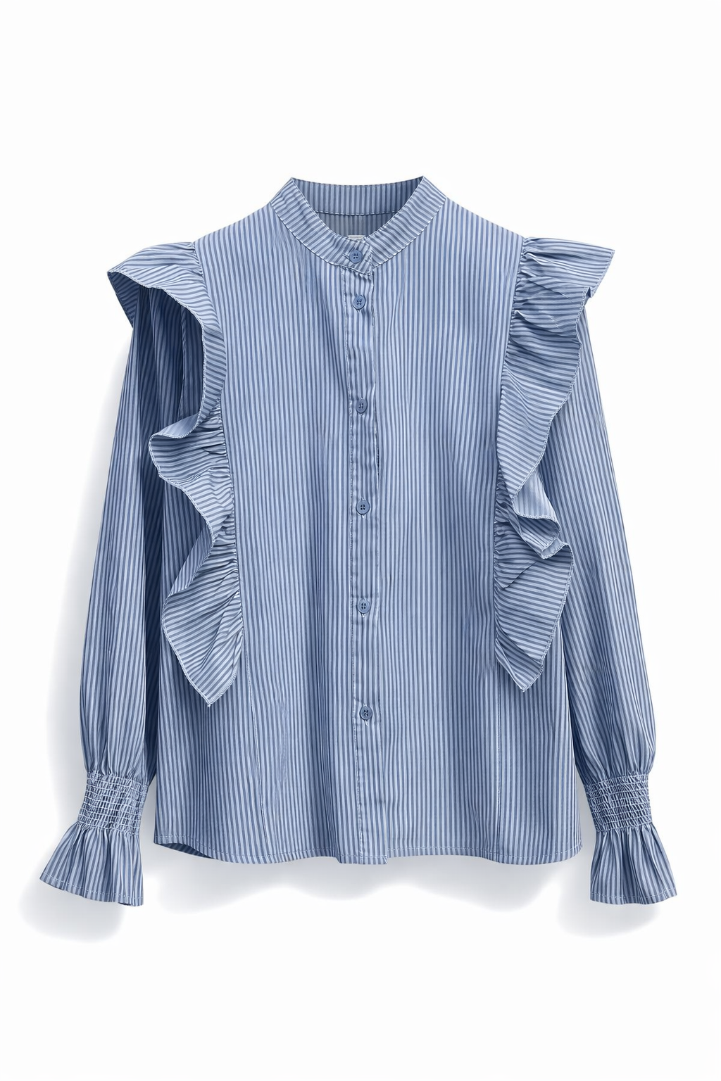 Camisa Volantes Rayas Azul