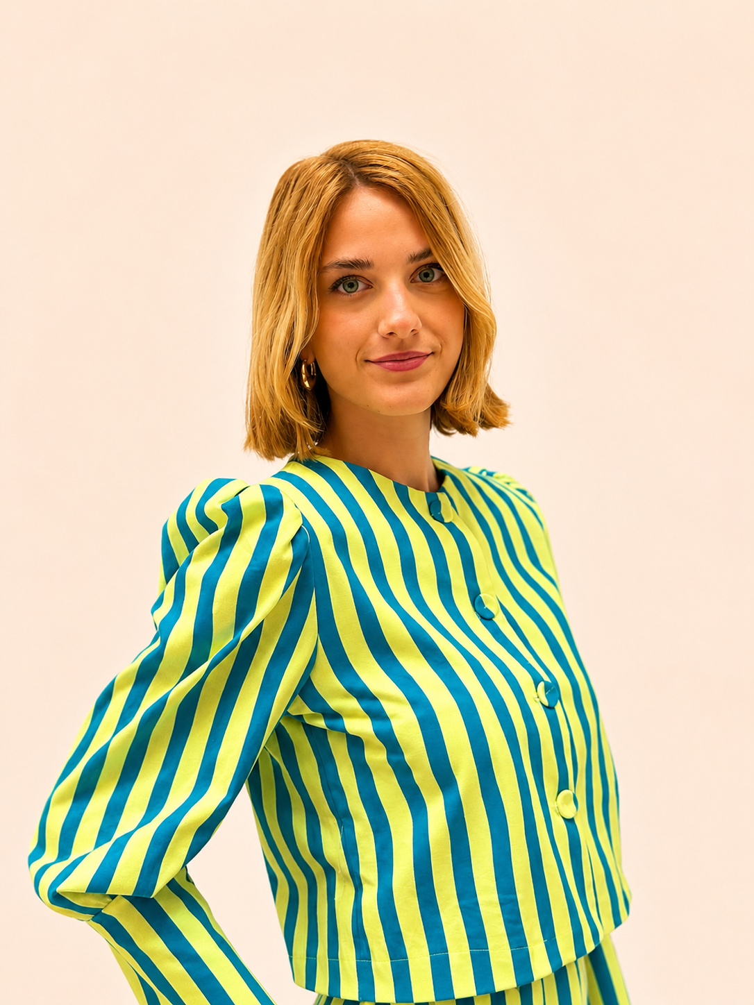 Chaqueta Cannes Rayas Azul y Amarillo Flúor