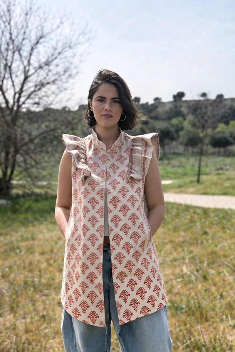 9MÁS5 Green and Rustic Beige Vest