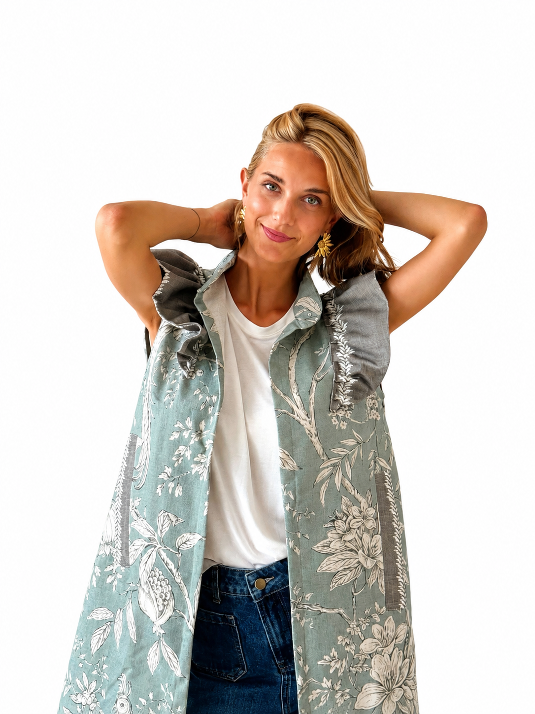 9MÁS5 Green and Rustic Beige Vest