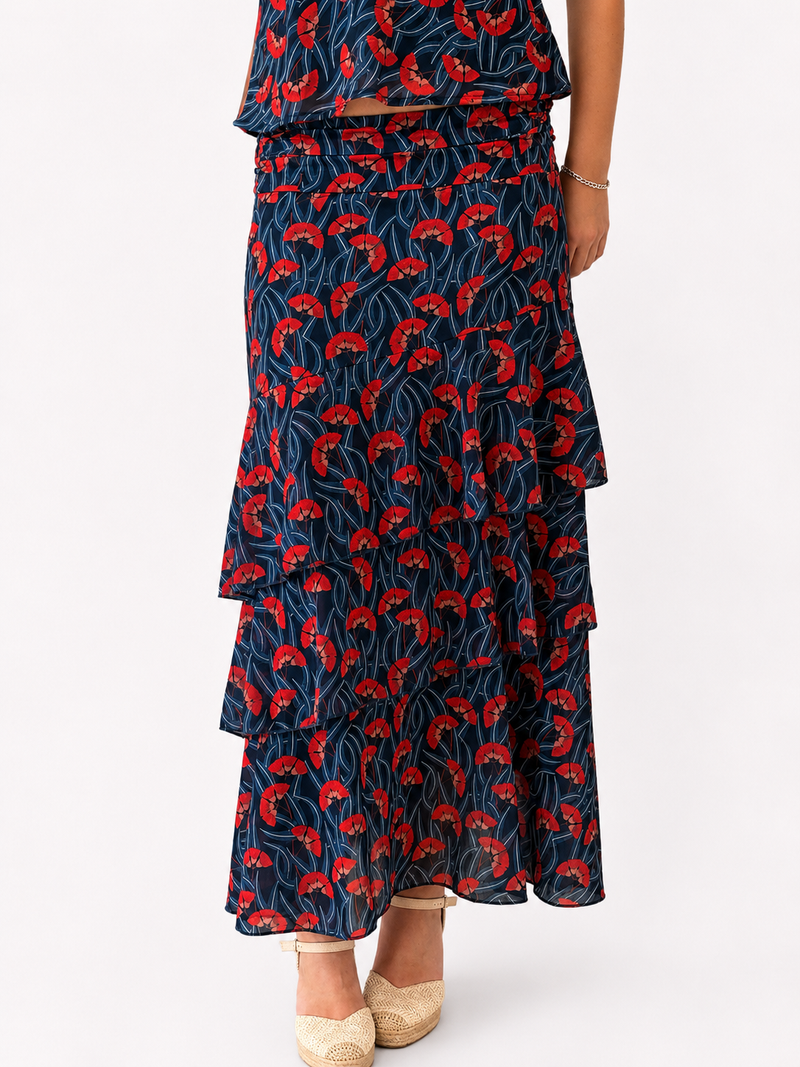 Falda Volantes Azul y Roja