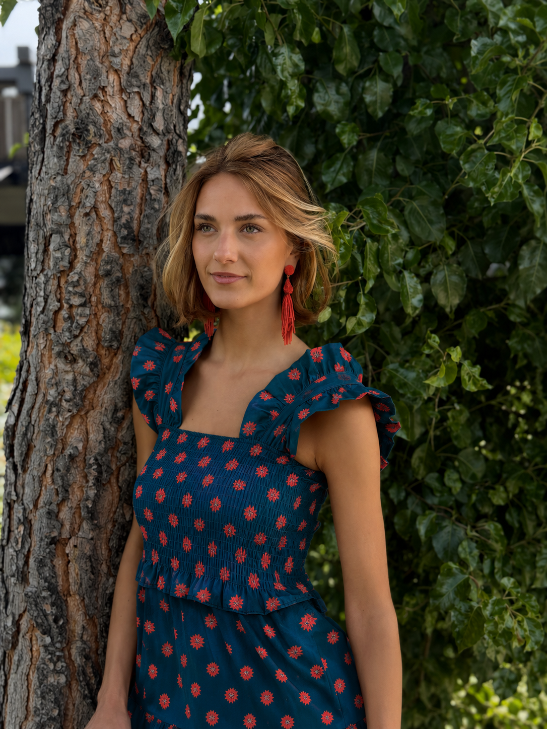 Vestido Menerbés Verde y Coral