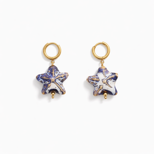 Pendientes Cerámica Estrella Azul