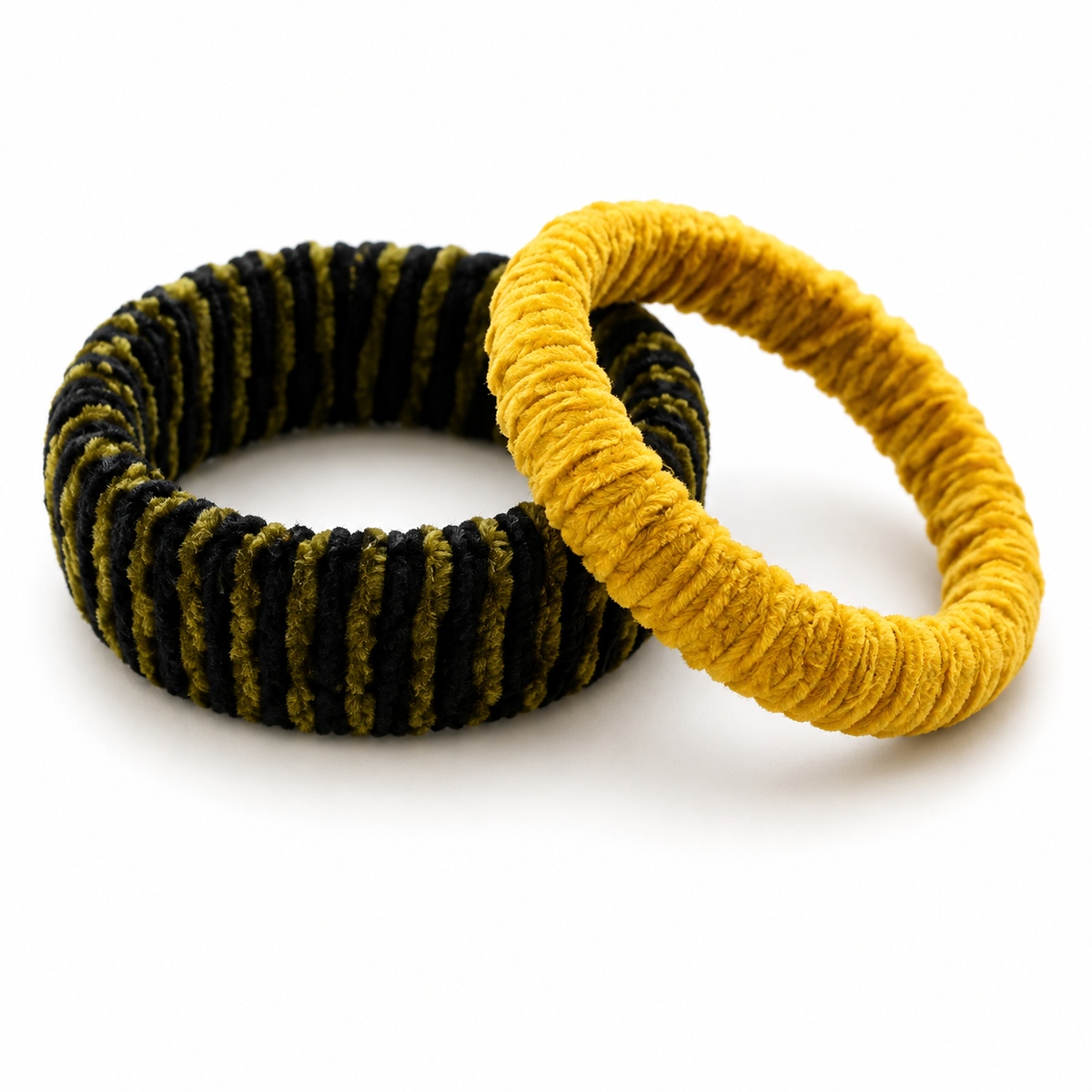 Pack Pulseras Terciopelo Verde y Mostaza