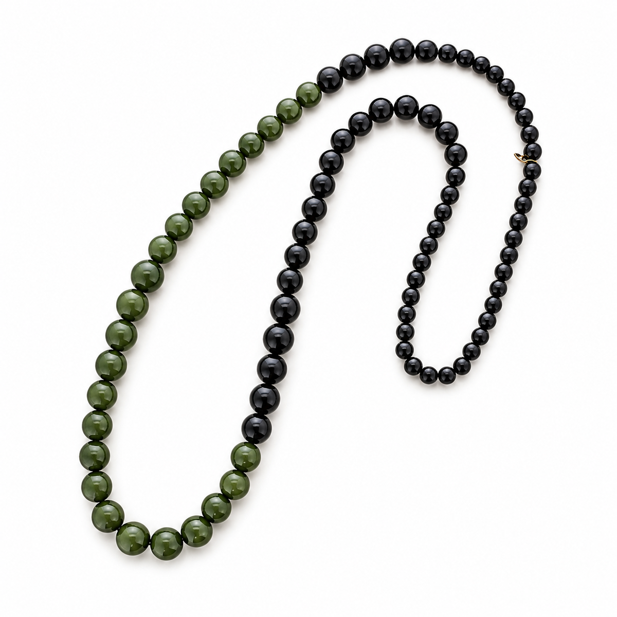 Collar Largo Cuentas Negro/Verde