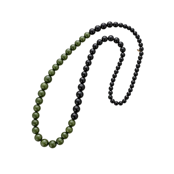 Collar Largo Cuentas Negro/Verde