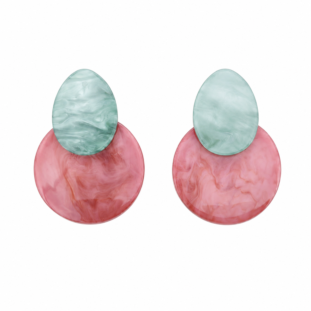 Pendientes Resina Circulo Rosa y Verde