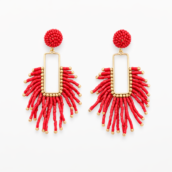 Pendientes Abalorios Rojos