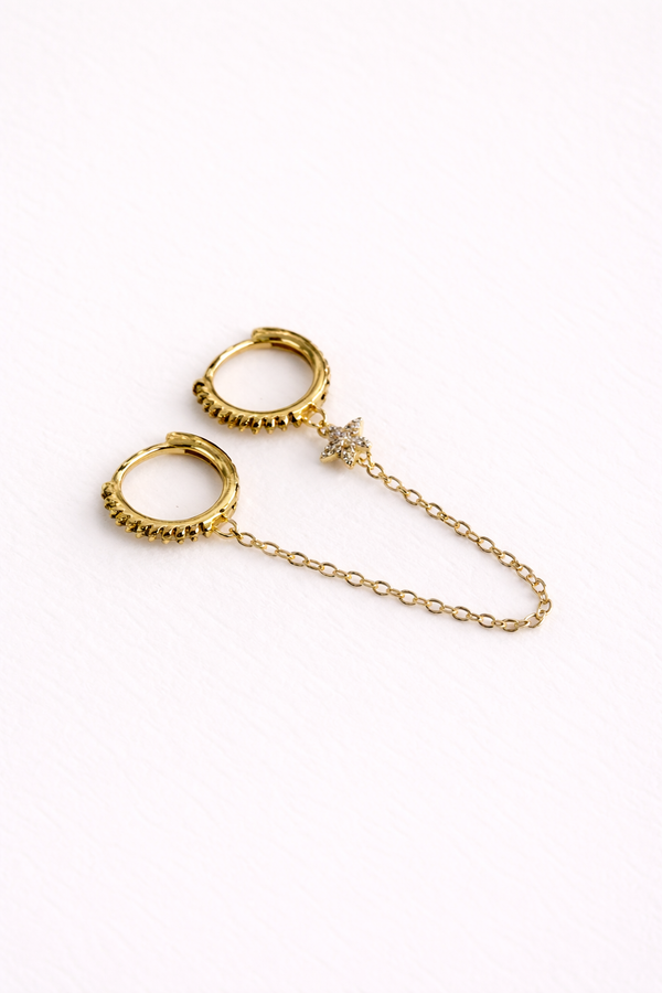 Pendientes Doble Posición Cadena Dorados