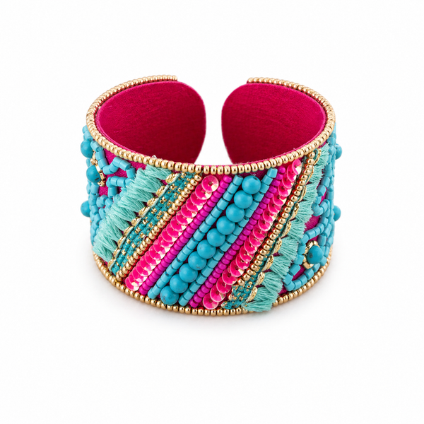 Brazalete Abalorios Fucsia