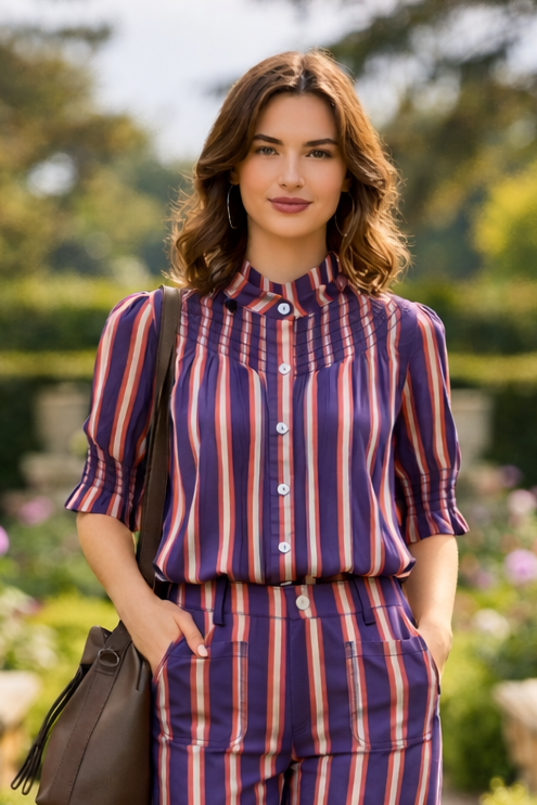 Camisa Rayas Manga Corta