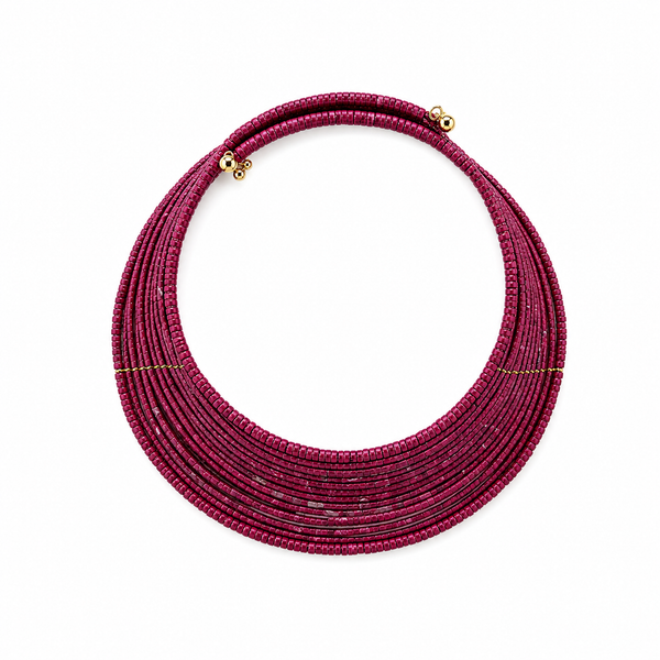 Choker Abalorios Burdeos