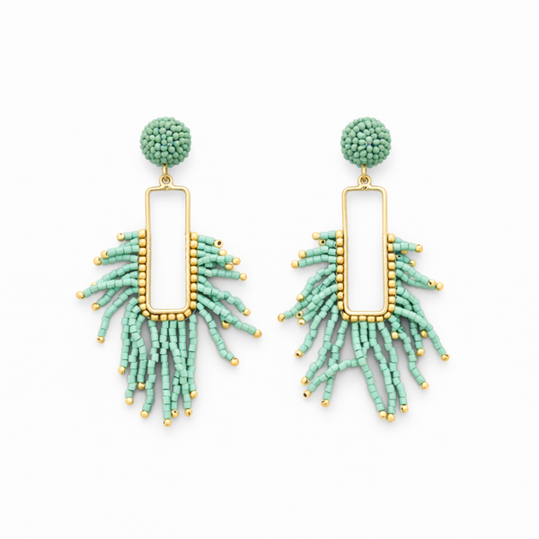 Pendientes Abalorios Verde Agua