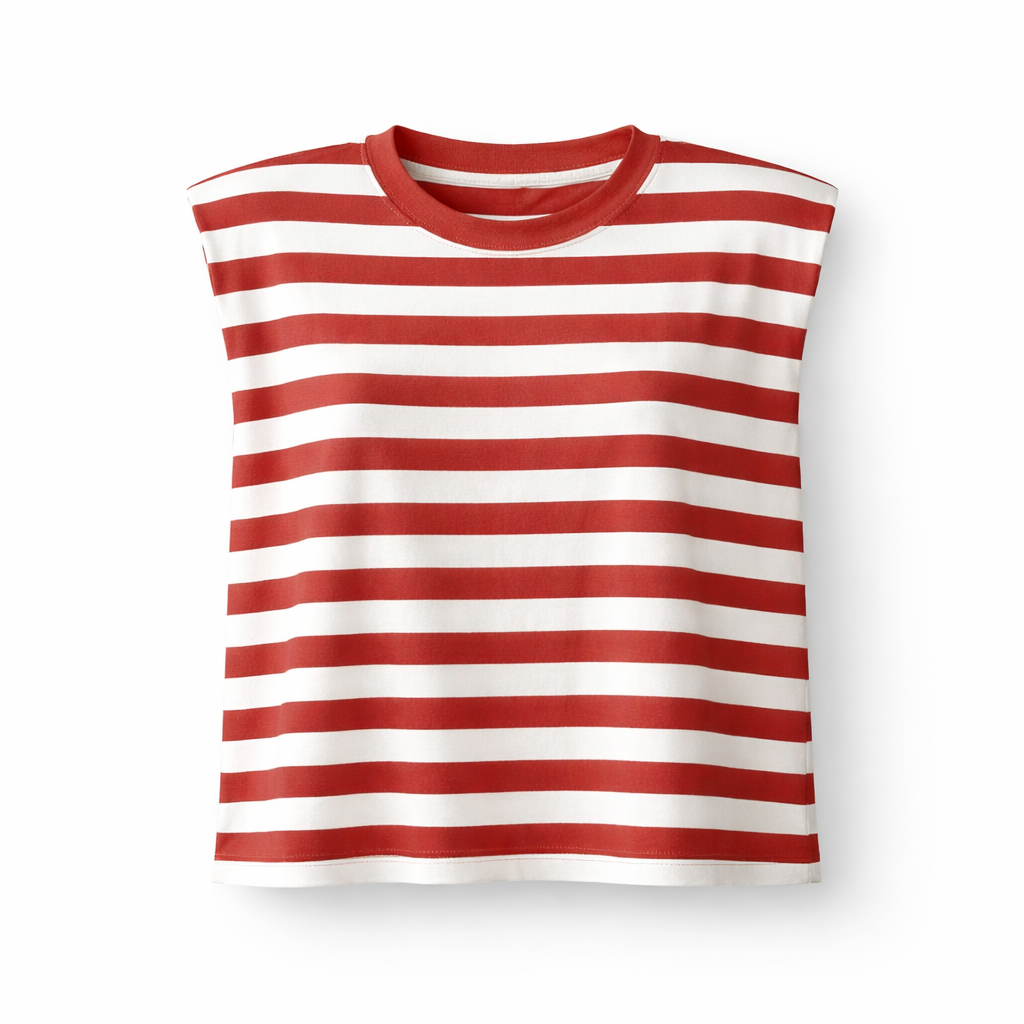 Camiseta Hombreras Rayas Teja