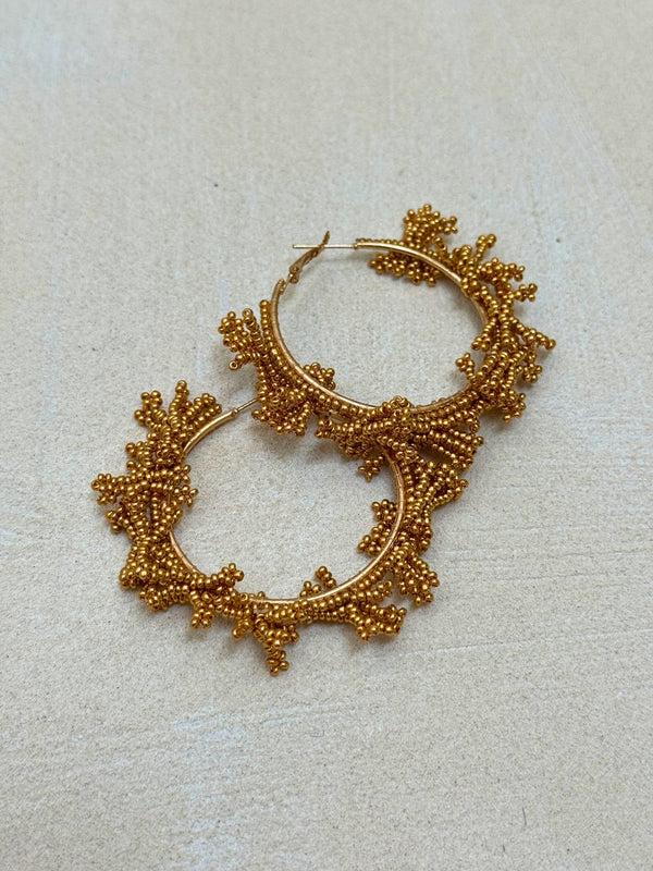 Pendientes Aros Abalorios Dorados