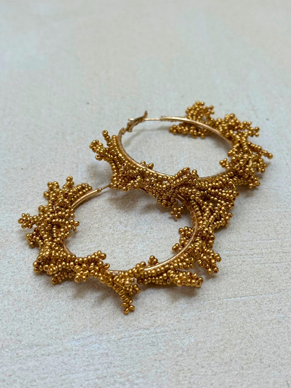 Pendientes Aros Abalorios Dorados