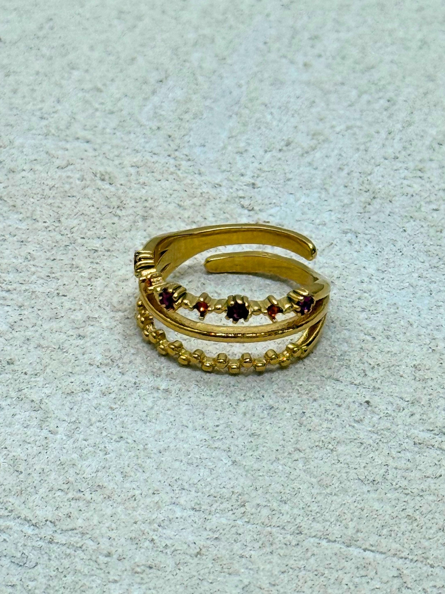 Anillo Tiras Cuentas Rosa