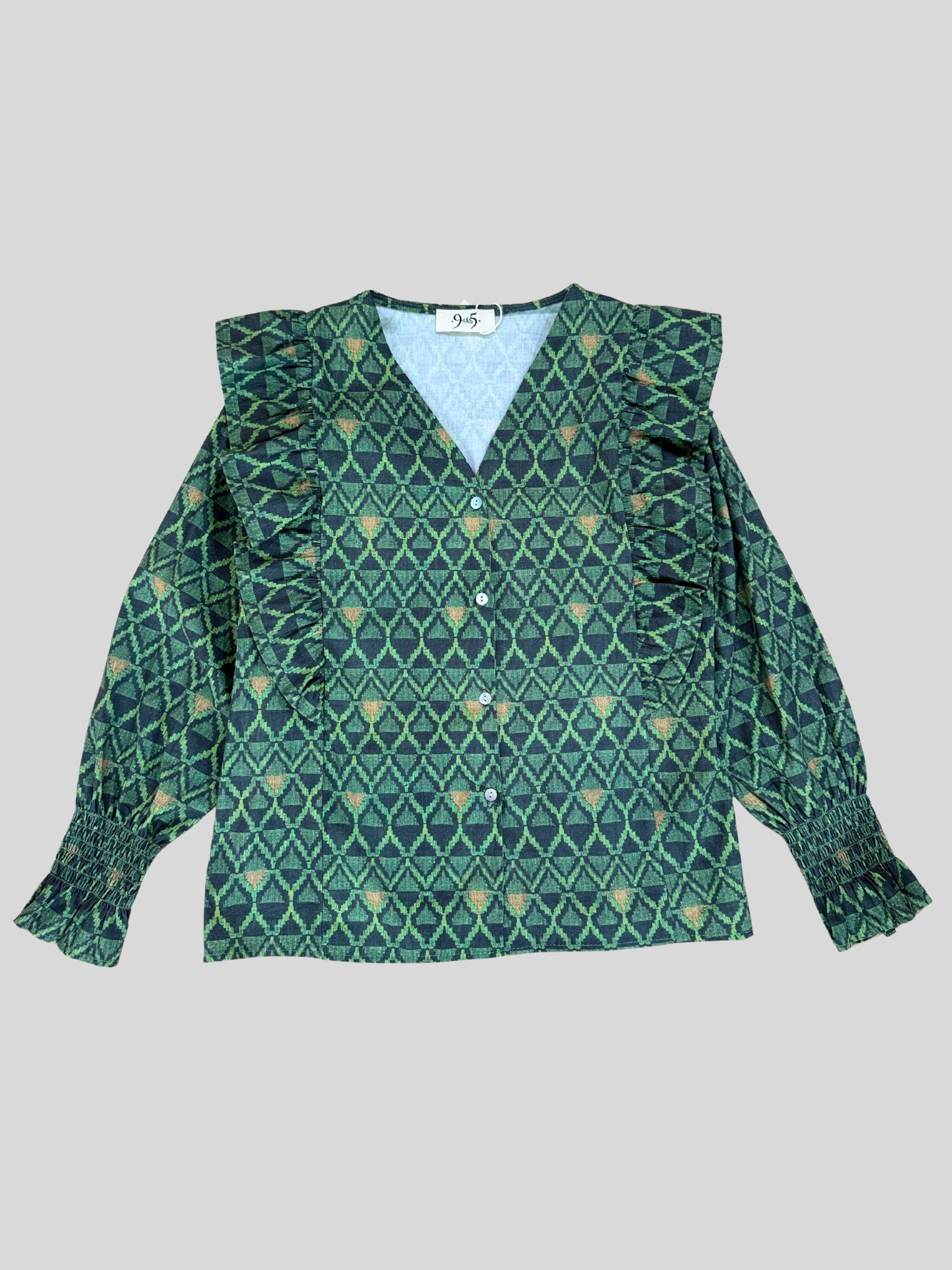 Camisa Bloom Verde y Gris