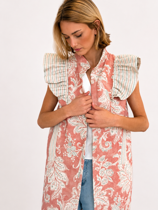 9MÁS5 Green and Rustic Beige Vest