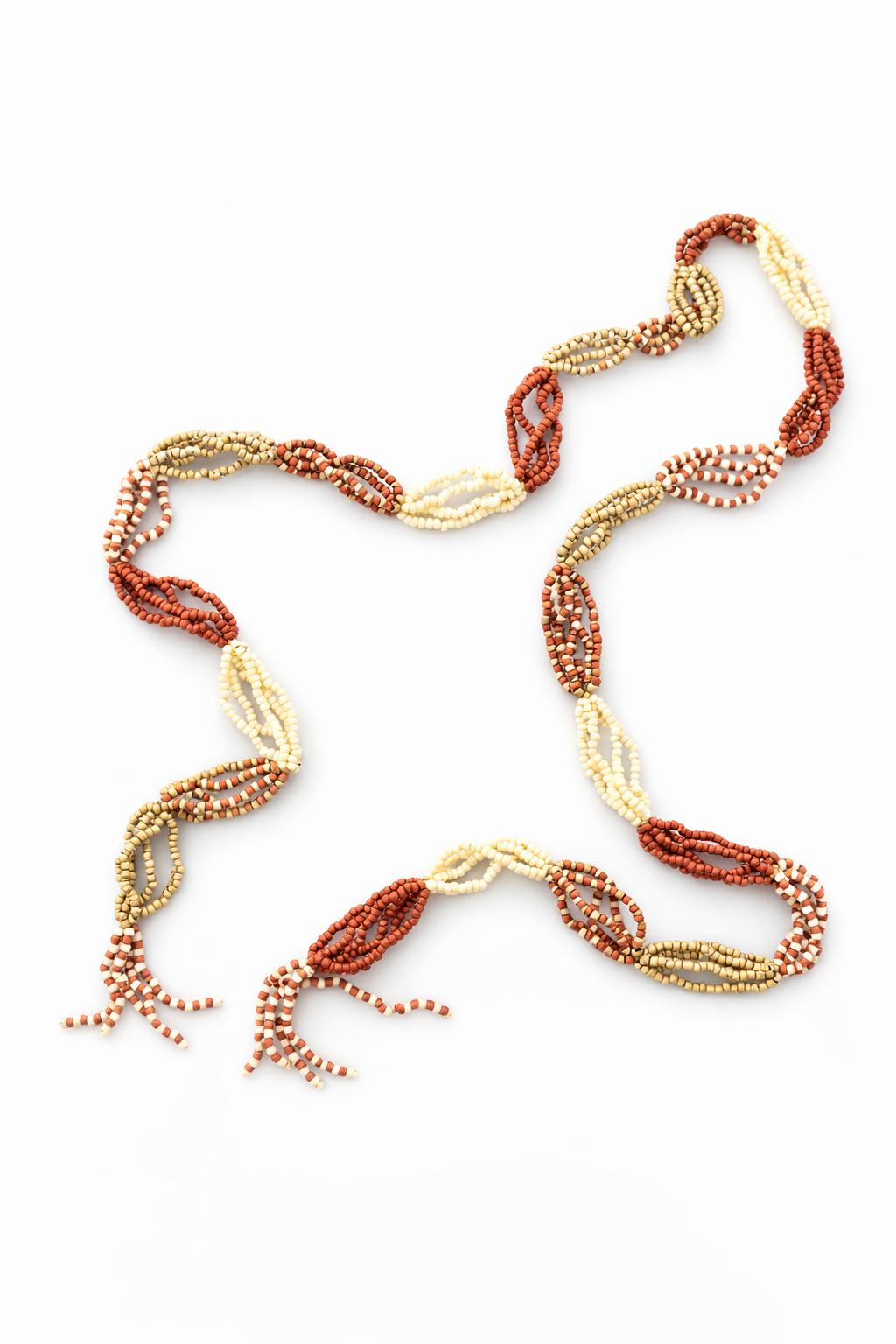 Collar Largo Abalorios Terracota y Beige