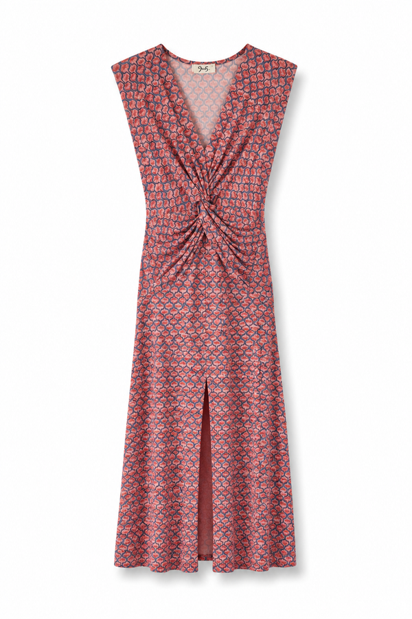 Vestido Seda Fría Nudo Coral