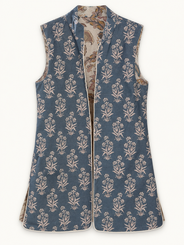 Chaleco Ginebra Flores Azul