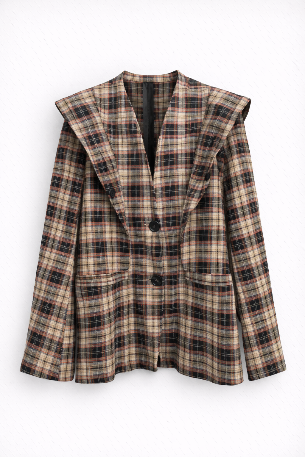 Chaqueta Cuadros Marrón y Teja