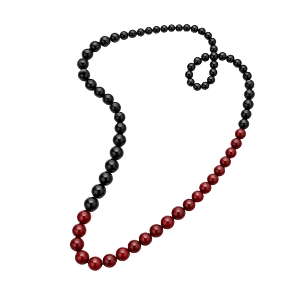 Collar Largo Cuentas Negro/Burdeos