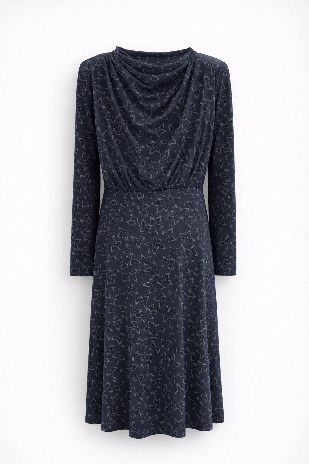 Vestido Seda Fría Hojas Azul