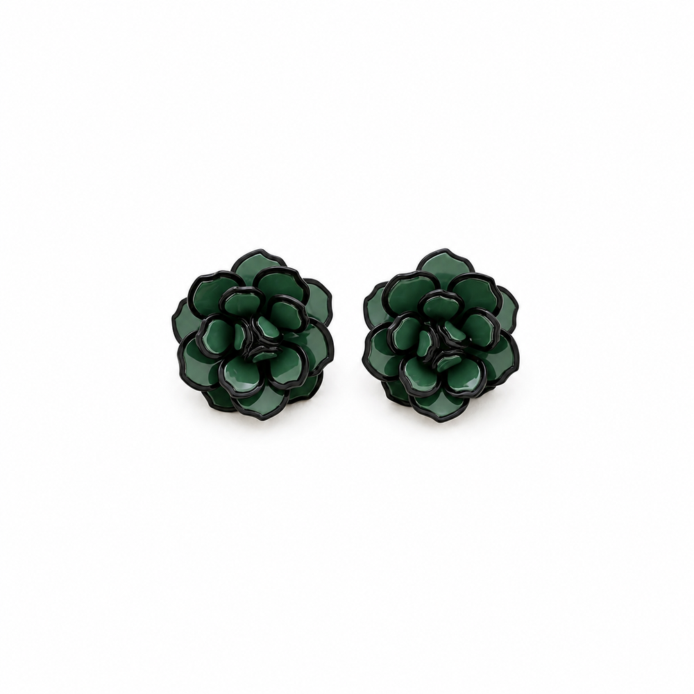 Pendientes Flor Resina Verde