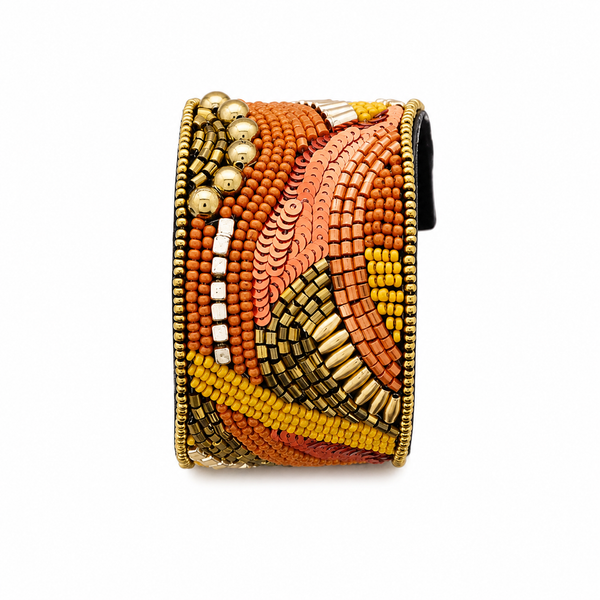 Brazalete Abalorios Teja y Dorado