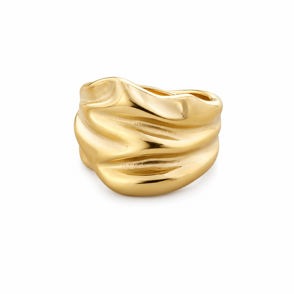 Anillo Acero Pliegues Ancho