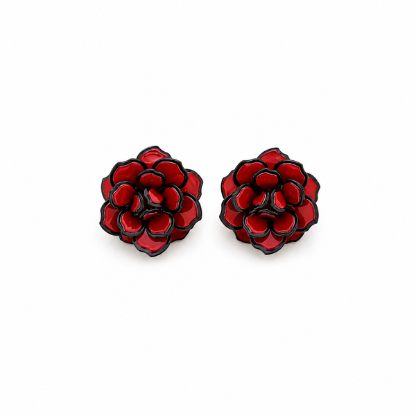 Pendientes Flor Resina Burdeos