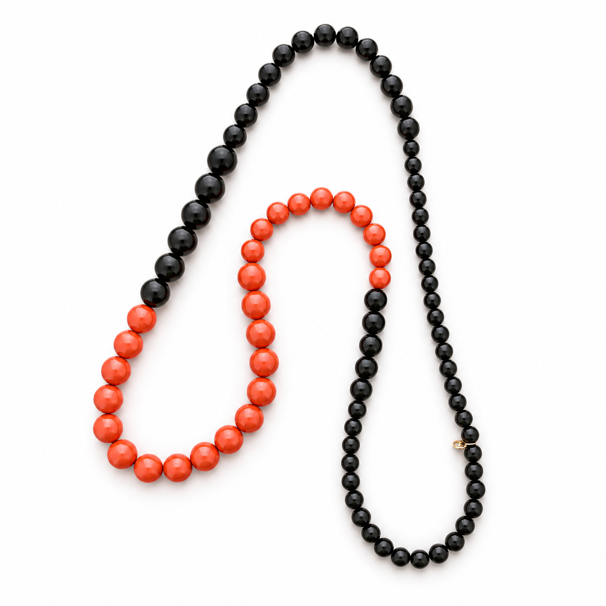 Collar Largo Cuentas Negro/Teja