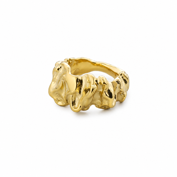 Anillo Acero Pliegues Estrecho
