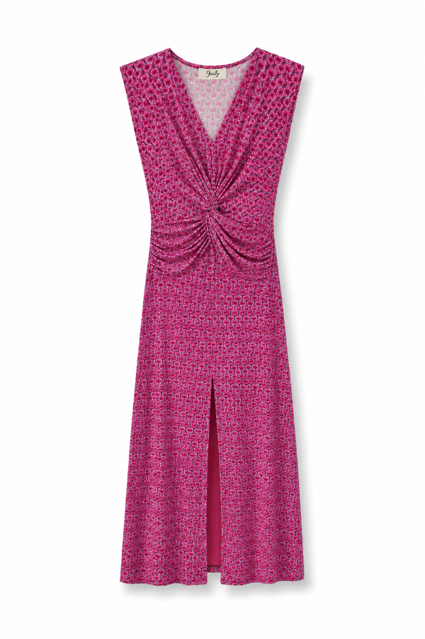 Vestido Seda Fría Nudo Rosa