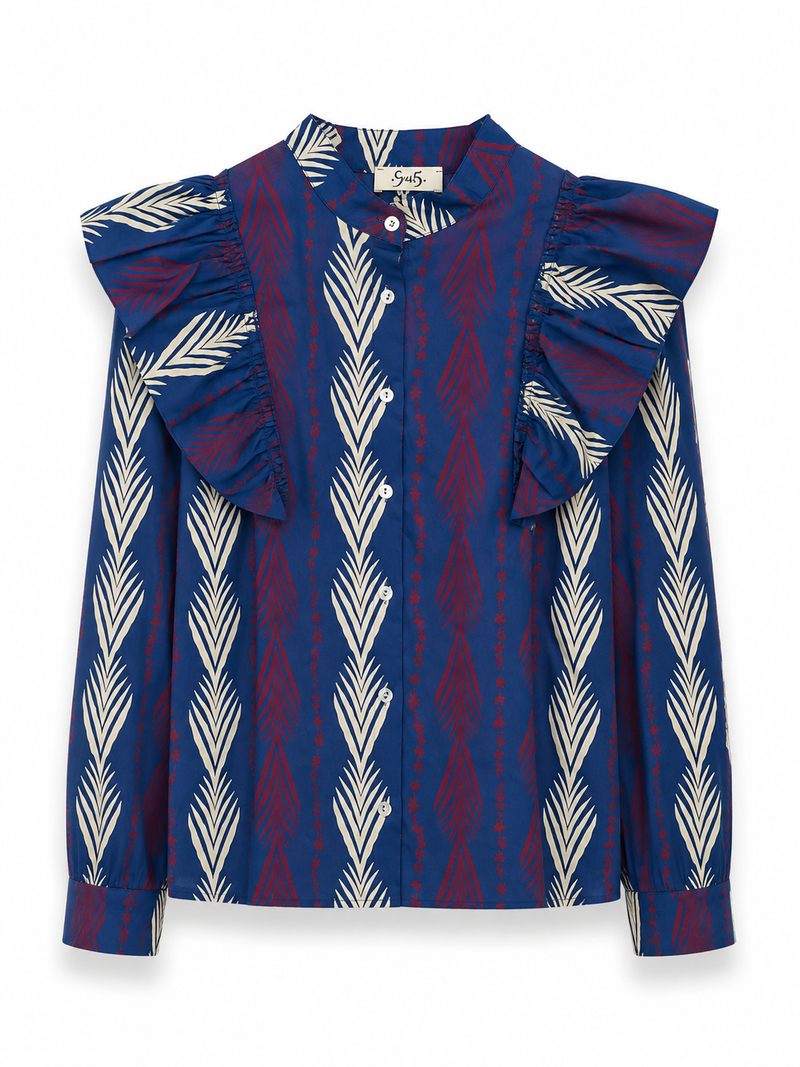 Camisa Odette Azul y Burdeos
