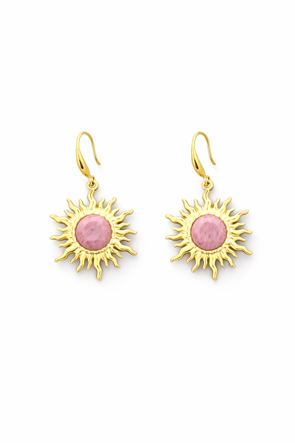 Pendientes Sol Piedra Rosa