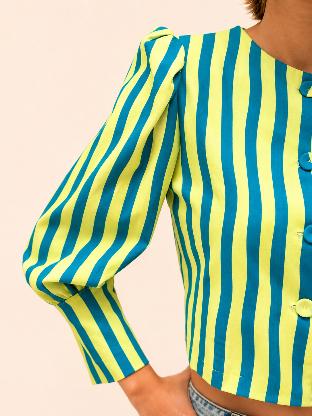 Chaqueta Cannes Rayas Azul y Amarillo Flúor
